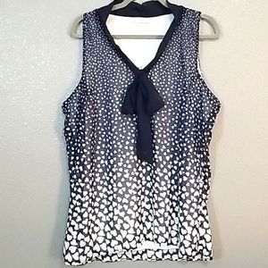 Women's Lined Tank in Navy w/White Hearts XL